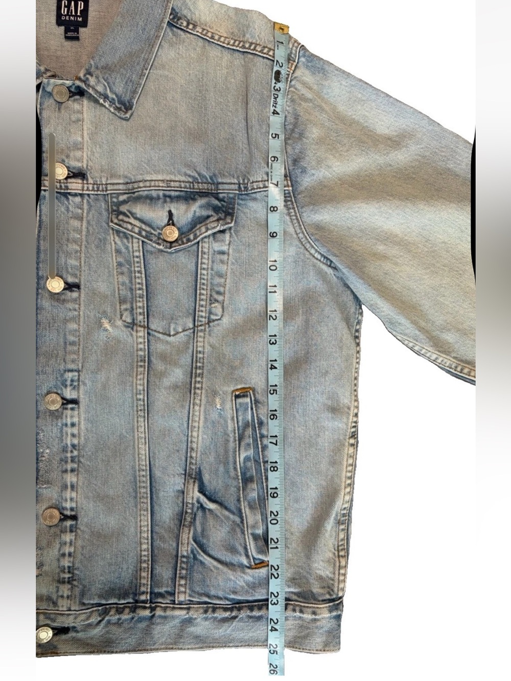 GAP Men's Light Wash “Destructed” (Distressed) Denim Jacket - Size XL - Picture 7 of 10
